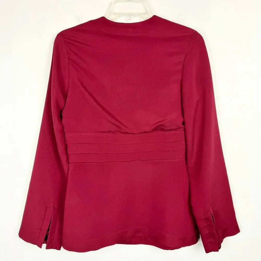 Iro Luana Lace-Up Crepe Corset Peplum Top In Wine‎ Sz 36 [U.S. 4] Minimal Office